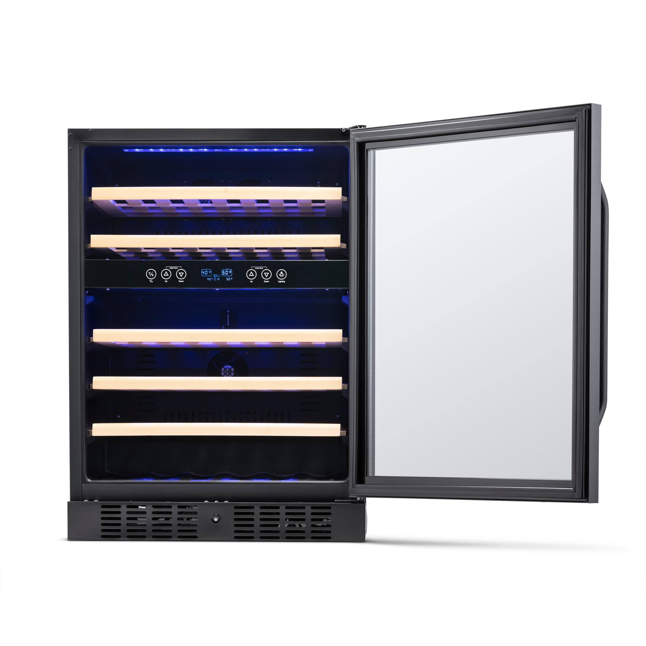 Alt View 19. NewAir - 24” Built-in 46 Bottle Dual Zone Compressor Wine Cooler with Beechwood Shelves - Black Stainless Steel.