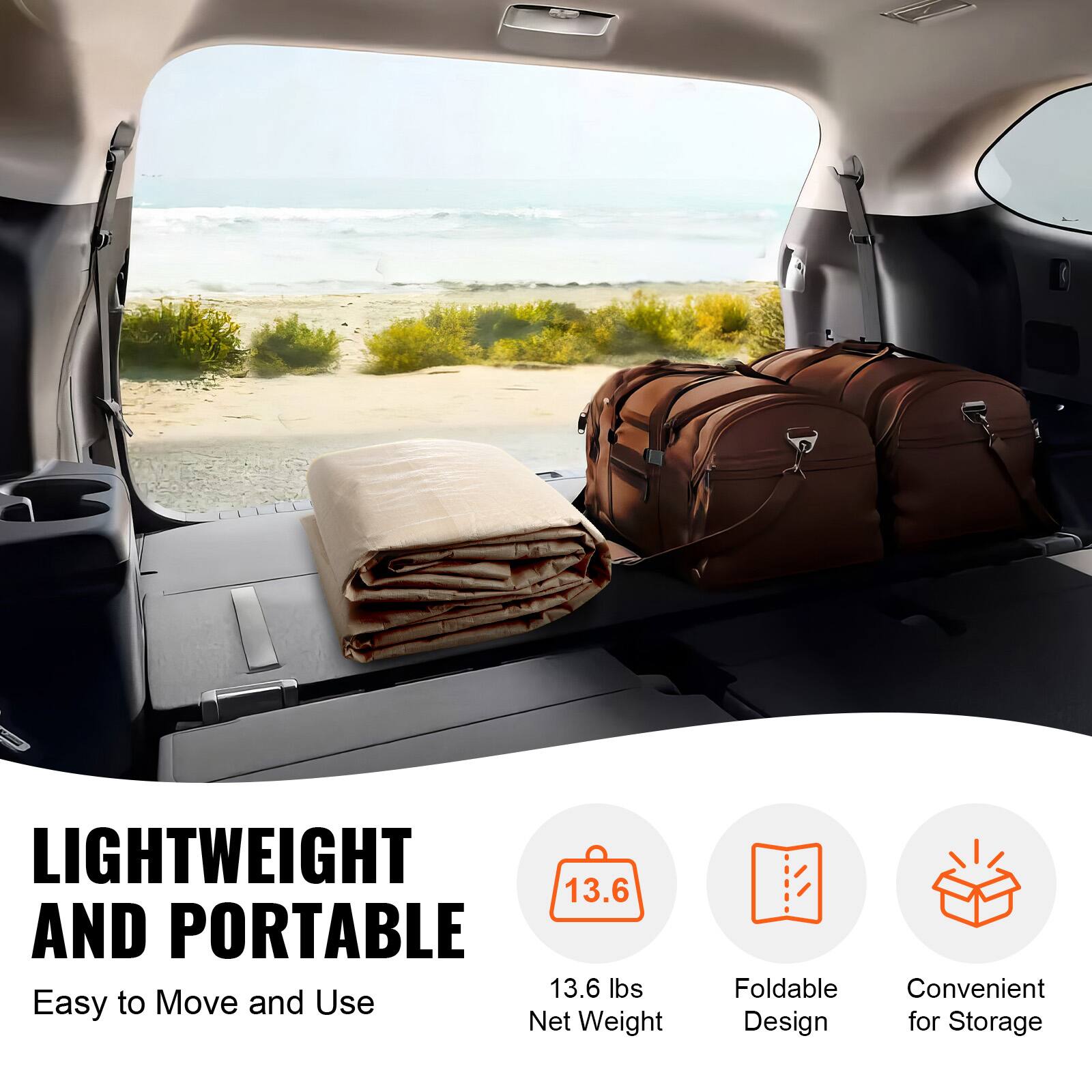 LIGHTWEIGHT AND PORTABLE

13.6 lbs
Easy to Move and Use
Net Weight
Foldable Design
Convenient for Storage