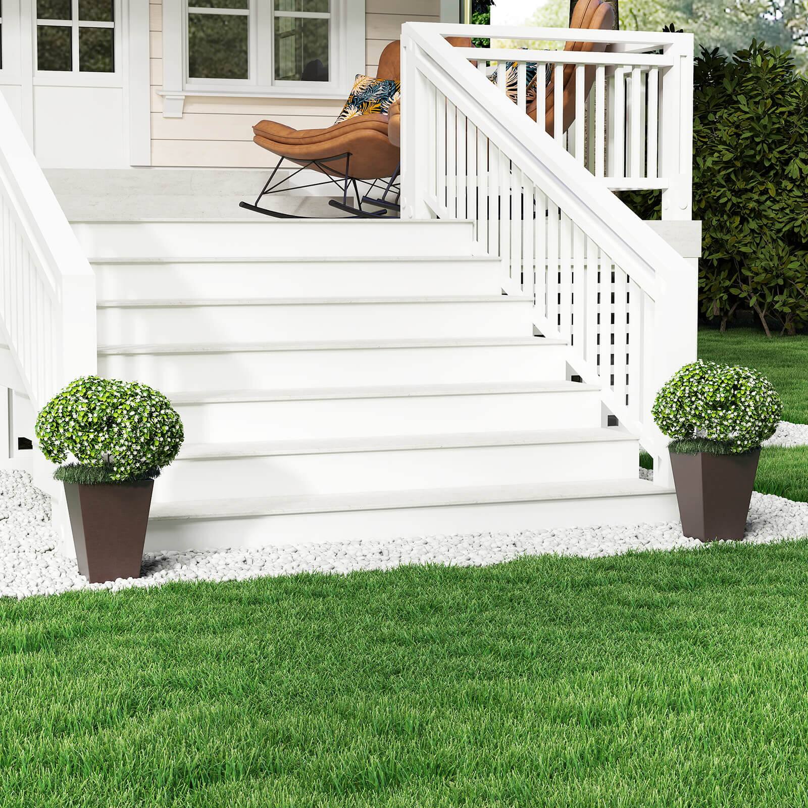 Alt View 1. Costway - Costway 14" Square Taper Planter Set of 2 with Removable Inner Bucket & Drainage Holes - Brown.