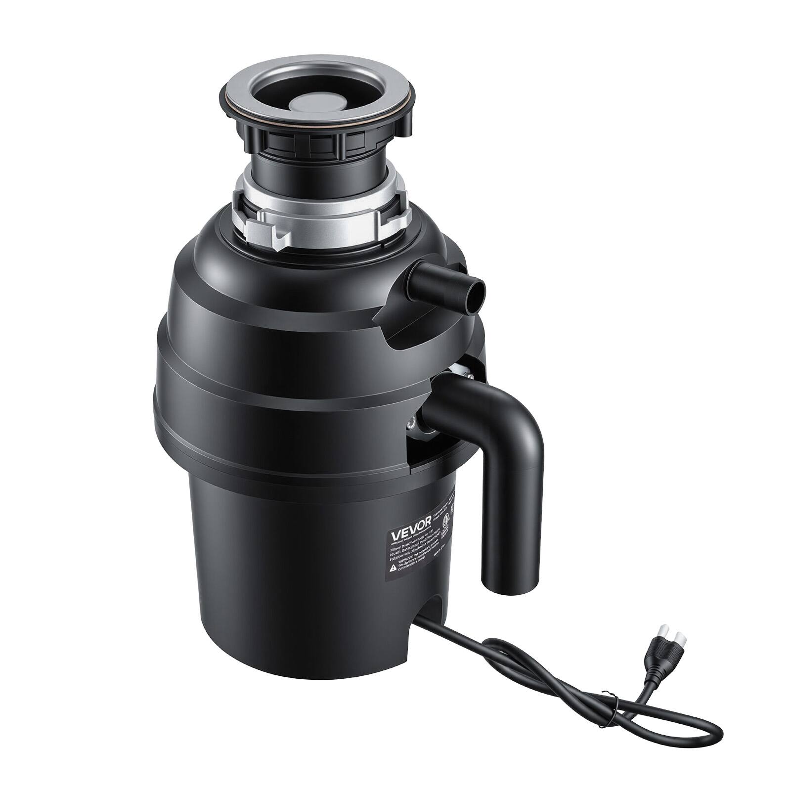 Alt View 5. VEVOR - Food Waste Garbage Disposal, 1HP 3500RPM DC Motor, Continuous Feed Kitchen Sink Garbage Disposer, EZ Connect Food Waste - Black.