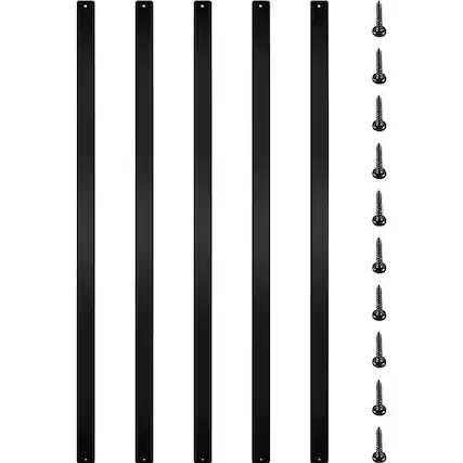 Front. VEVOR - Deck Balusters, 76 Pack Metal Deck Spindles, 29.5"x1"x0.2" Staircase Baluster with Screws, Aluminum Alloy Deck Railing - Black.