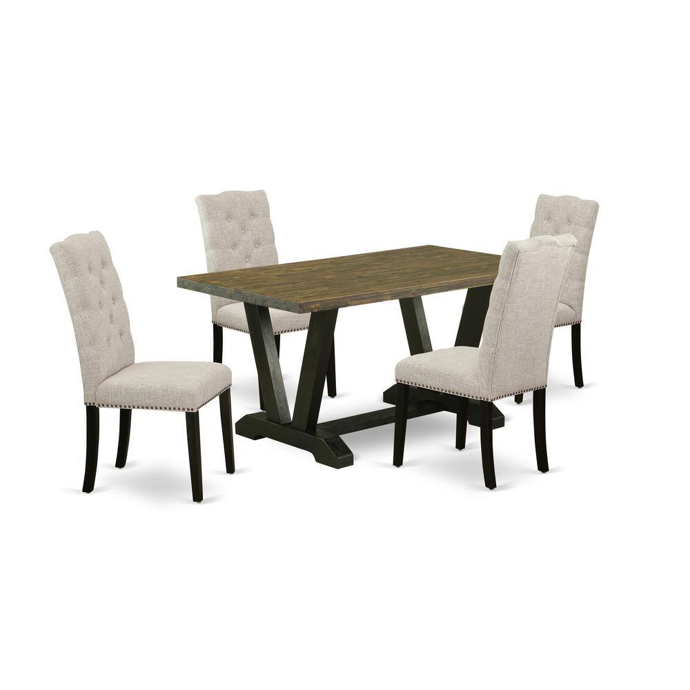Left. East West Furniture - East West Furniture 5-Piece Kitchen Dinette Set Included 4 Dining room chairs Upholstered Seat and High Button Tufted - Multi-Color.
