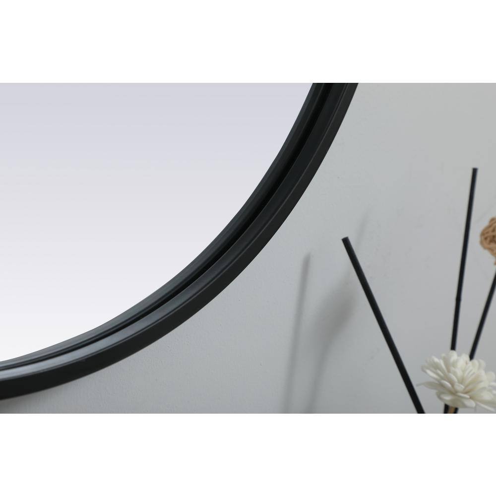 Alt View 2. Elegant Decor - Metal Frame Oval Mirror 20x36 Inch in Black - Black.
