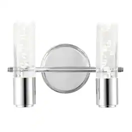 Jonathan Y - Bolha 10.75" 2-Light Minimalist Modern Bubble Acrylic/Iron Integrated LED Vanity Light - Chrome