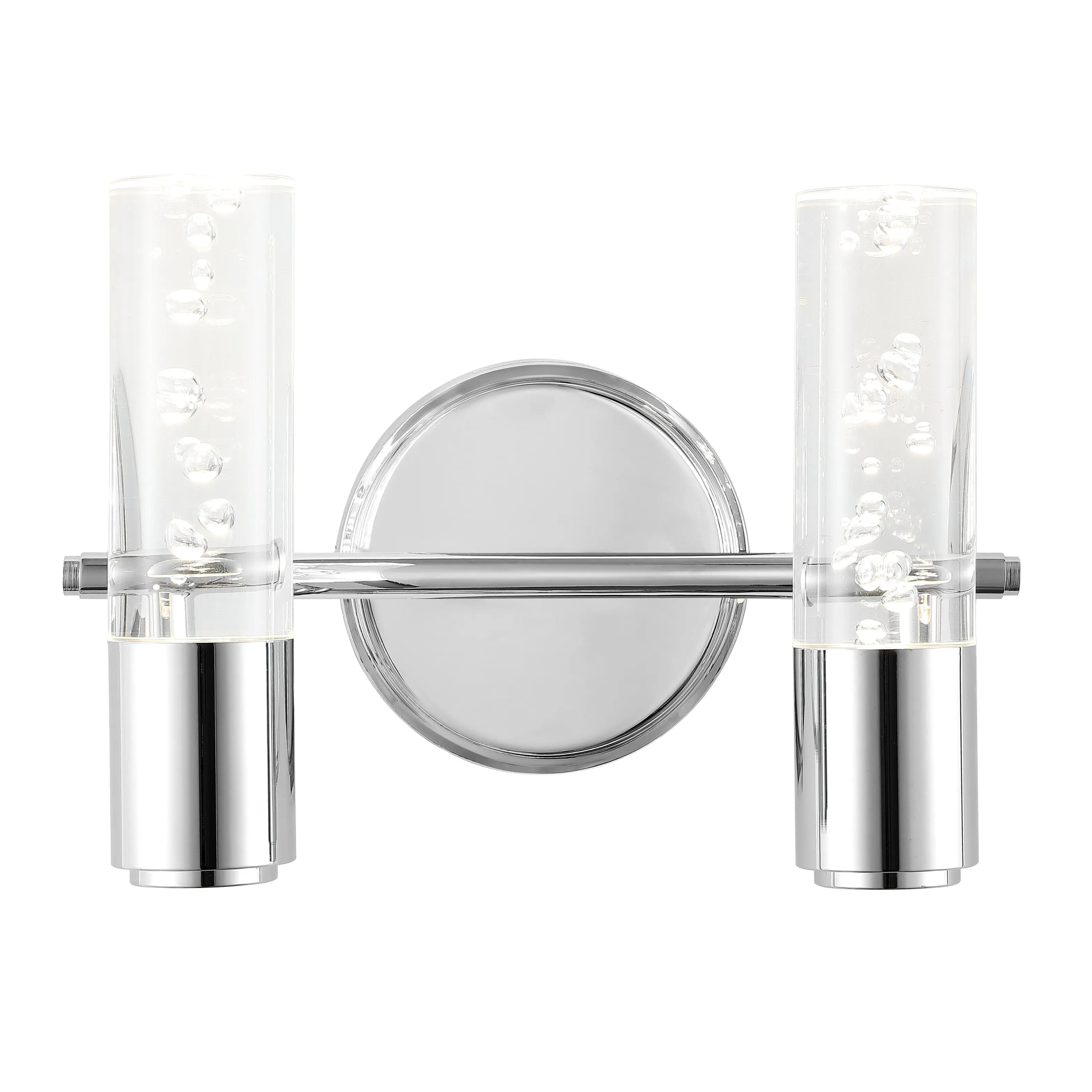 Front. Jonathan Y - Bolha 10.75" 2-Light Minimalist Modern Bubble Acrylic/Iron Integrated LED Vanity Light, Chrome - Chrome.