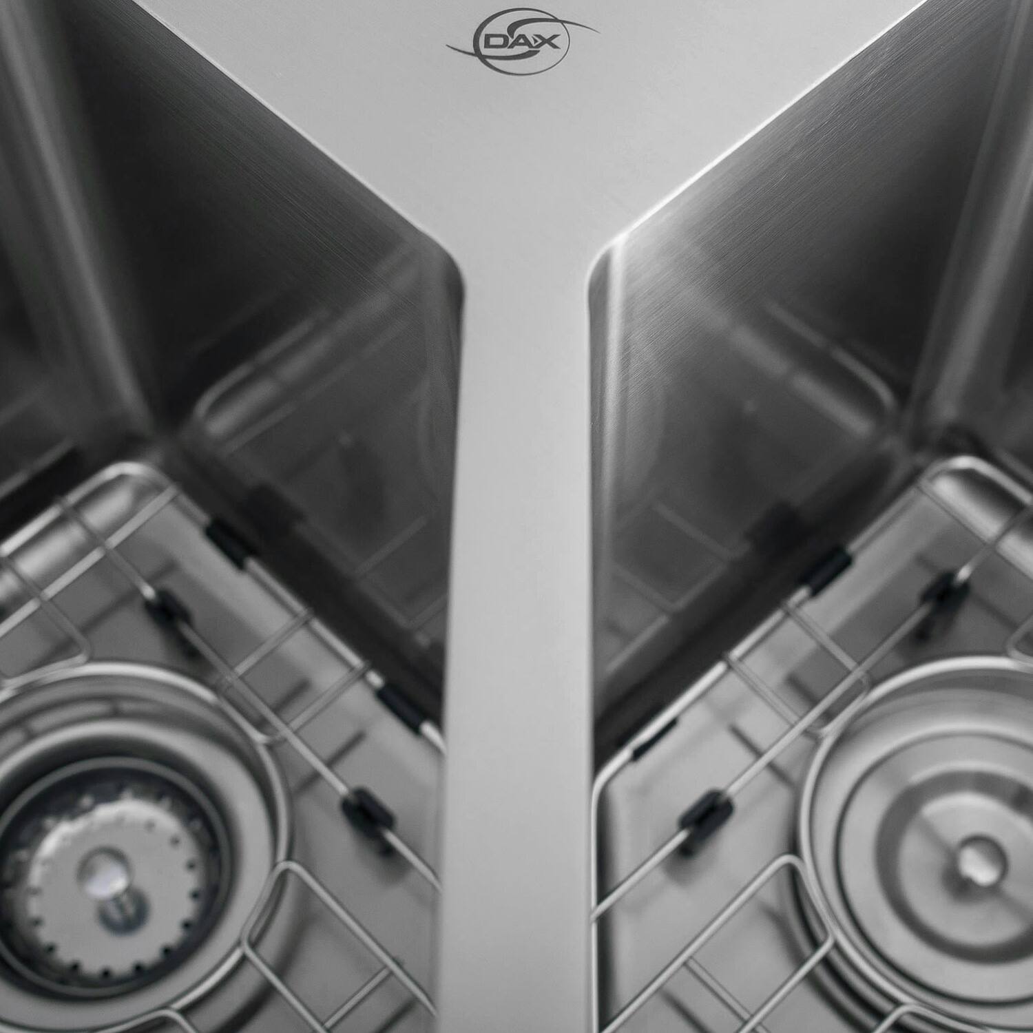 Alt View 1. Siljoy - DAX Handmade Corner Double Bowl Top Mount Kitchen Sink 32.75"x22.75" Stainless Steel Space-Saving Design Modern Upgrade - Steel Gray.