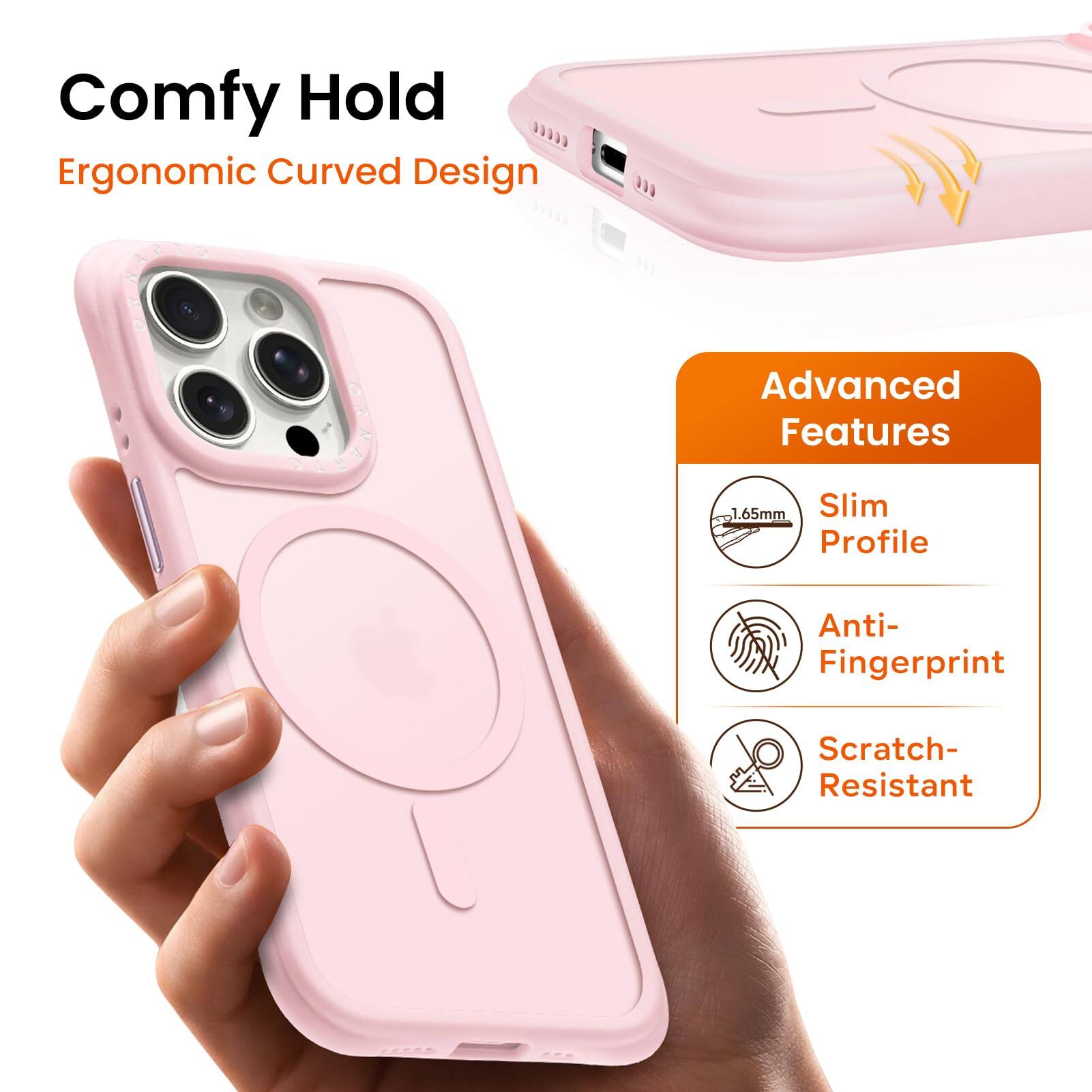 Comfy Hold  
Ergonomic Curved Design  

Advanced Features  
1.65mm Slim Profile  
Anti-Fingerprint  
Scratch-Resistant