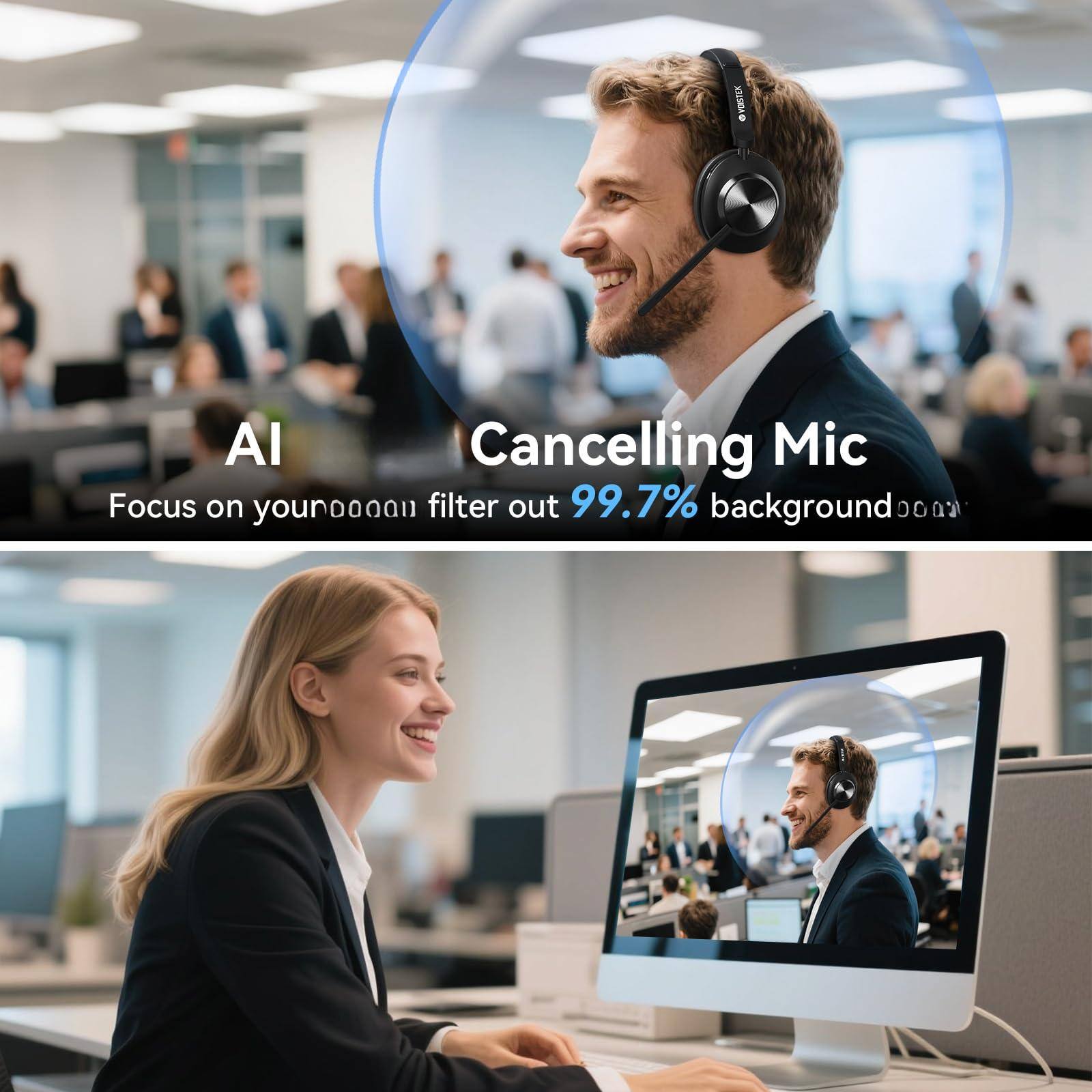 AI Cancelling Mic  
Focus on you, filter out 99.7% background noise