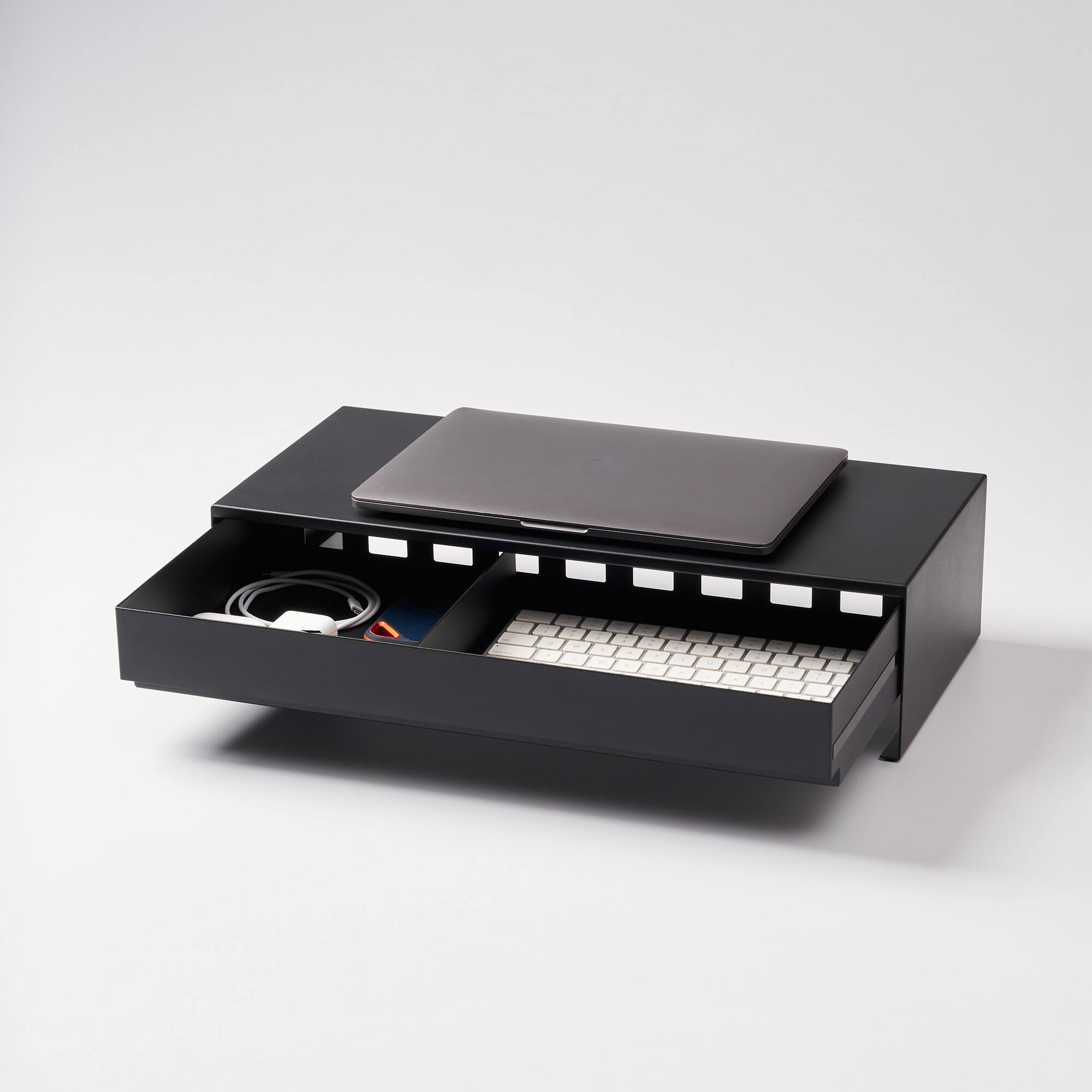 Alt View 8. Yamazaki Home - Monitor Stand With Drawer - Steel - Black.