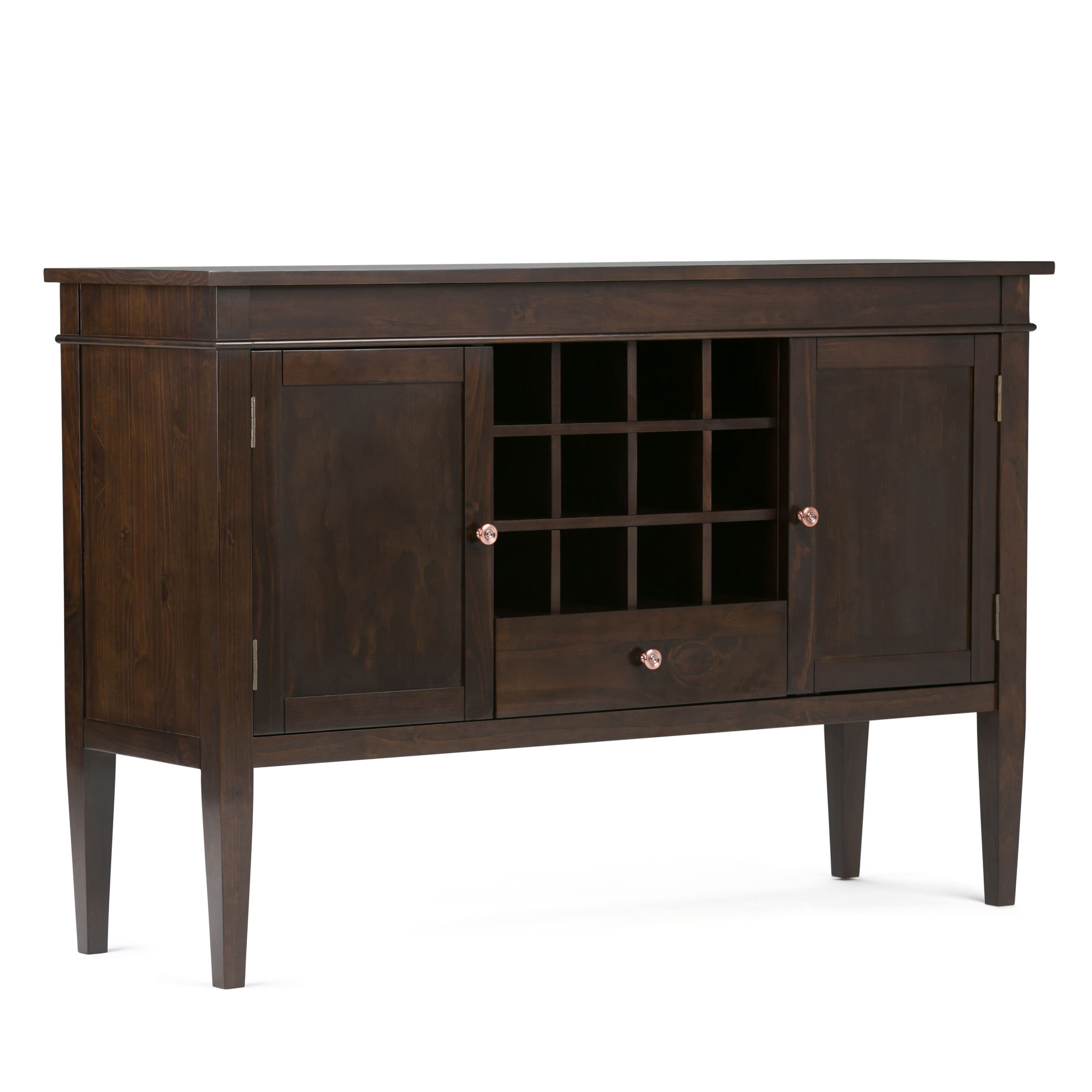 Simpli Home - Carlton Sideboard Buffet and Wine Rack - Dark Tobacco Brown - Front_Zoom