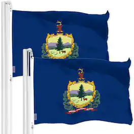 G128 - 2 Pack Vermont State Flag — 3x5 ft Printed 300D Polyester, Brass Grommets, Indoor/Outdoor - Assorted Colors
