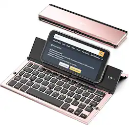 RTMB - Foldable Bluetooth Keyboard – Portable, Travel-Friendly, Rose Gold - black,pink