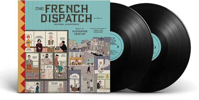 **The French Dispatch**
Original Soundtrack
Music by Alexandre Desplat
Performed by Jean-Yves Thibaudet
**Actors:**
Frances McDormand
Tilda Swinton
Bill Murray
J.K. Simmons
Timothée Chalamet
Lea Seydoux
Owen Wilson
Benicio Del Toro
Mathieu Amalric
**Illustrated by**
David Hockney
**Label:**
DECCA