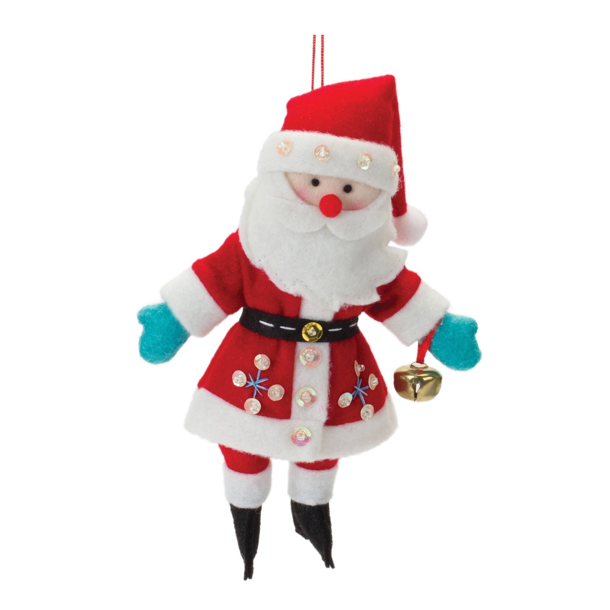 Front. BreeBe - Plush Santa Ornament  (Set of 12) - Red, White.