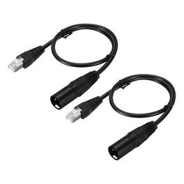 Unique Bargains - 2pcs 3 Pin DMX512 XLR Male to RJ45 Male Adapter Cable, 1.6ft, for Stage Studio Console Lighting - Black