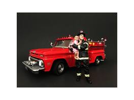 Firefighter Saving Life with Baby Figurine / Figure For 1:18 Models by American Diorama - Multi
