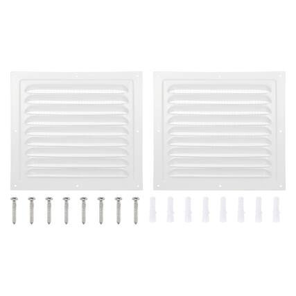 Front. Unique Bargains - 8"x8" Attic Soffit Vent, 2pcs Aluminum Alloy HVAC Air Vent Cover with Screen Mesh and Screw for Wall Ceiling Attic - White.