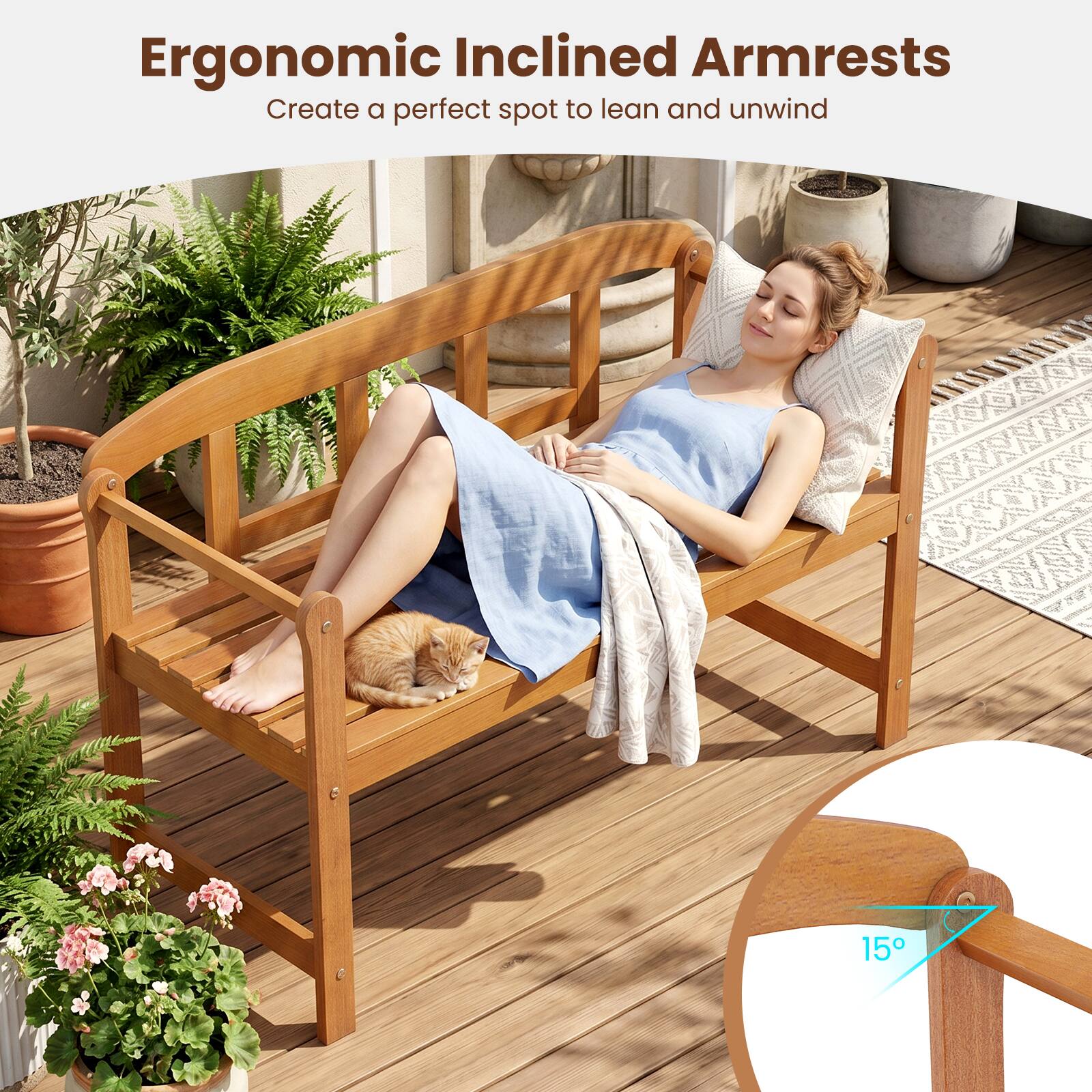 Ergonomic Inclined Armrests  
Create a perfect spot to lean and unwind