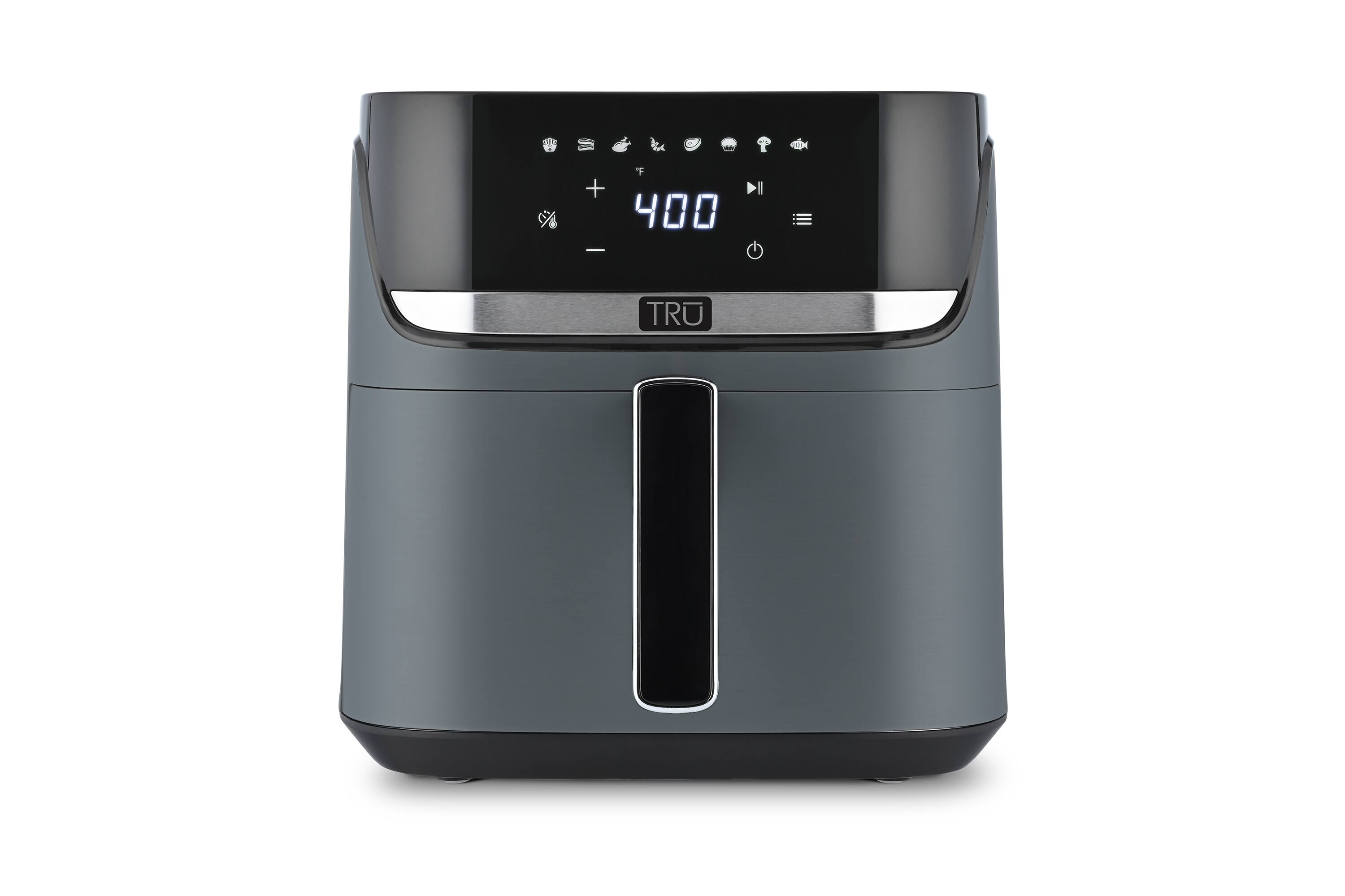 Angle. Tru - 8 Quart Digital Air Fryer - Black.