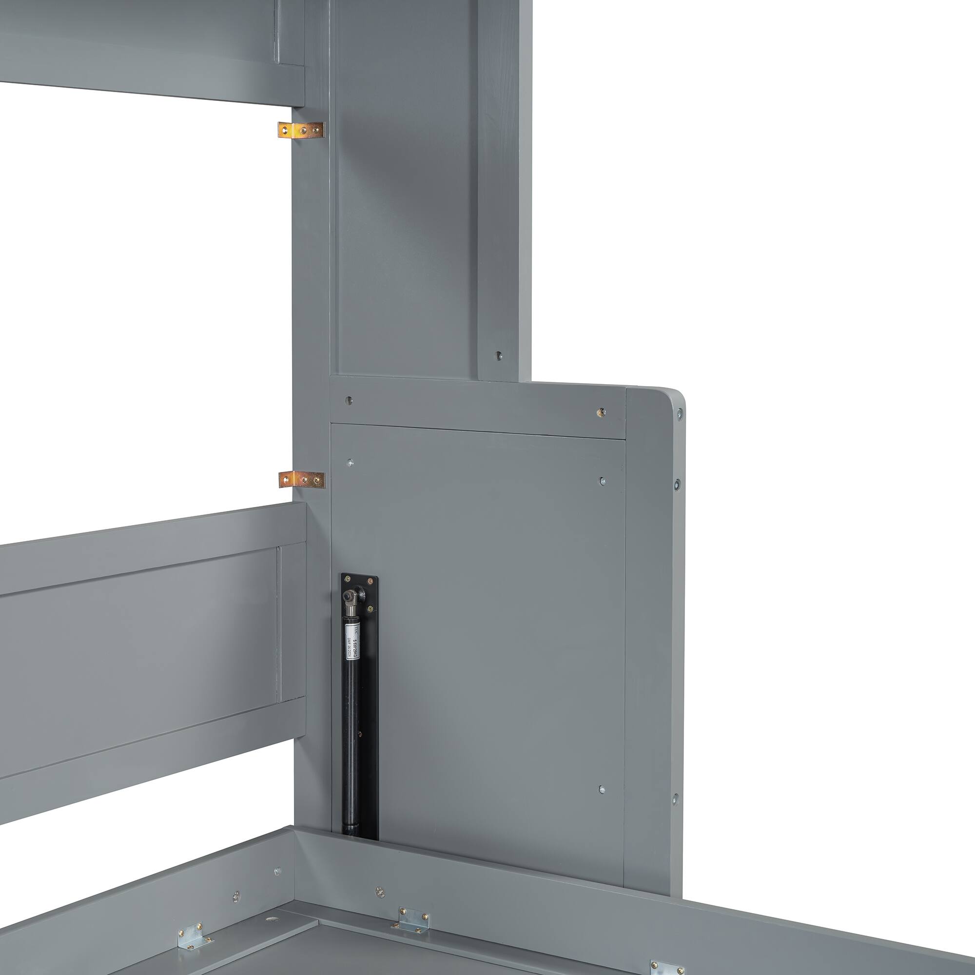 Alt View 8. Tiramisubest - Full Size Murphy Bed with Hydraulic Lift & Desk, Gray - Space-Saving, Sturdy & w/ Mattress Storage - Gray.