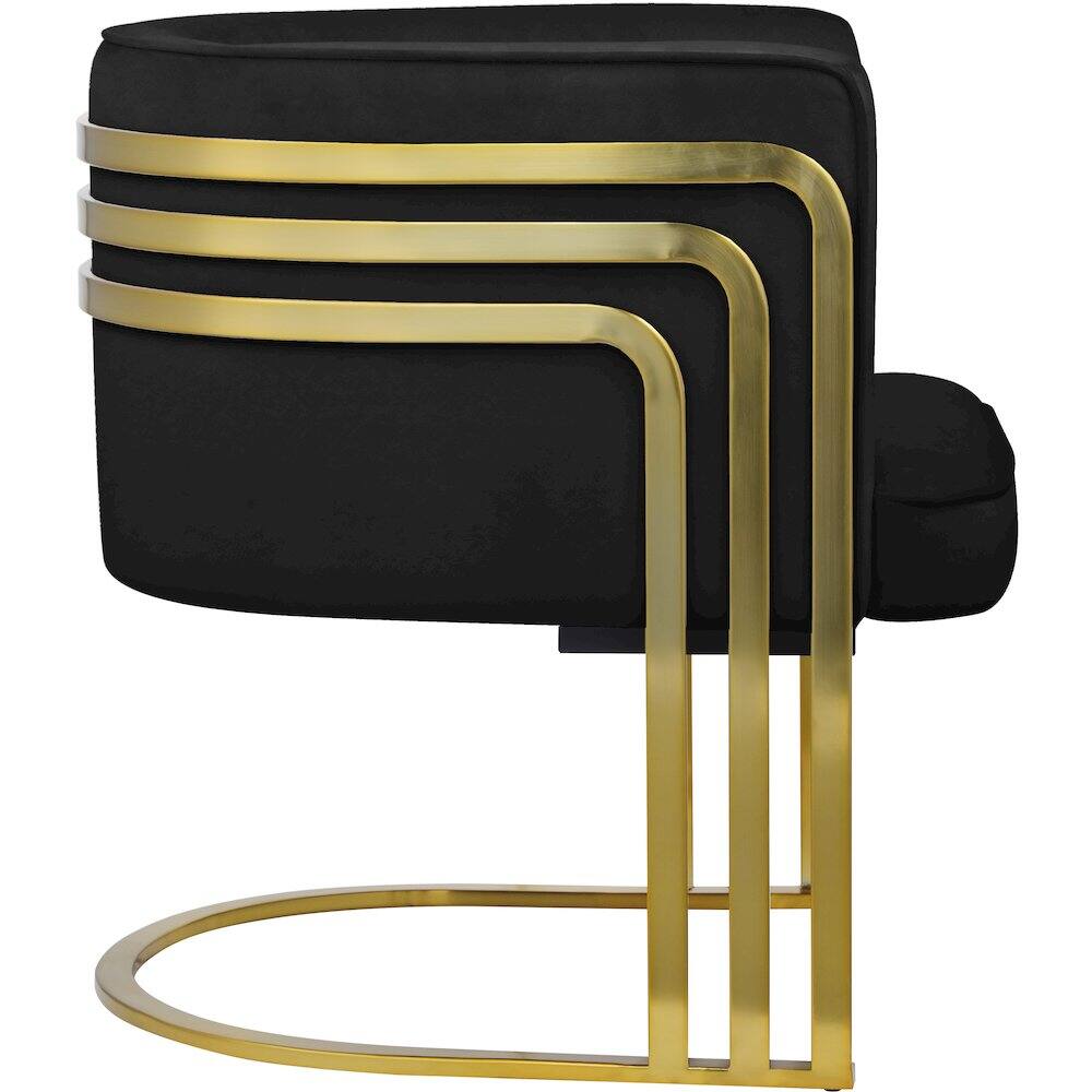 Alt View 2. Meridian Furniture - Rays Black Velvet Accent Chair - Black.