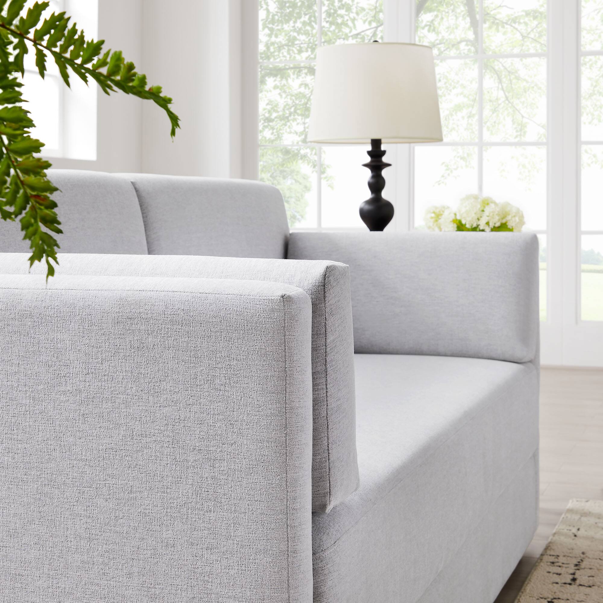 Alt View 5. Modway - Linden Upholstered Heathered Chenille Sofa by Modway - Gray.