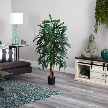Front. BreeBe - 4' Raphis Palm Tree w/196 Lvs - Green.