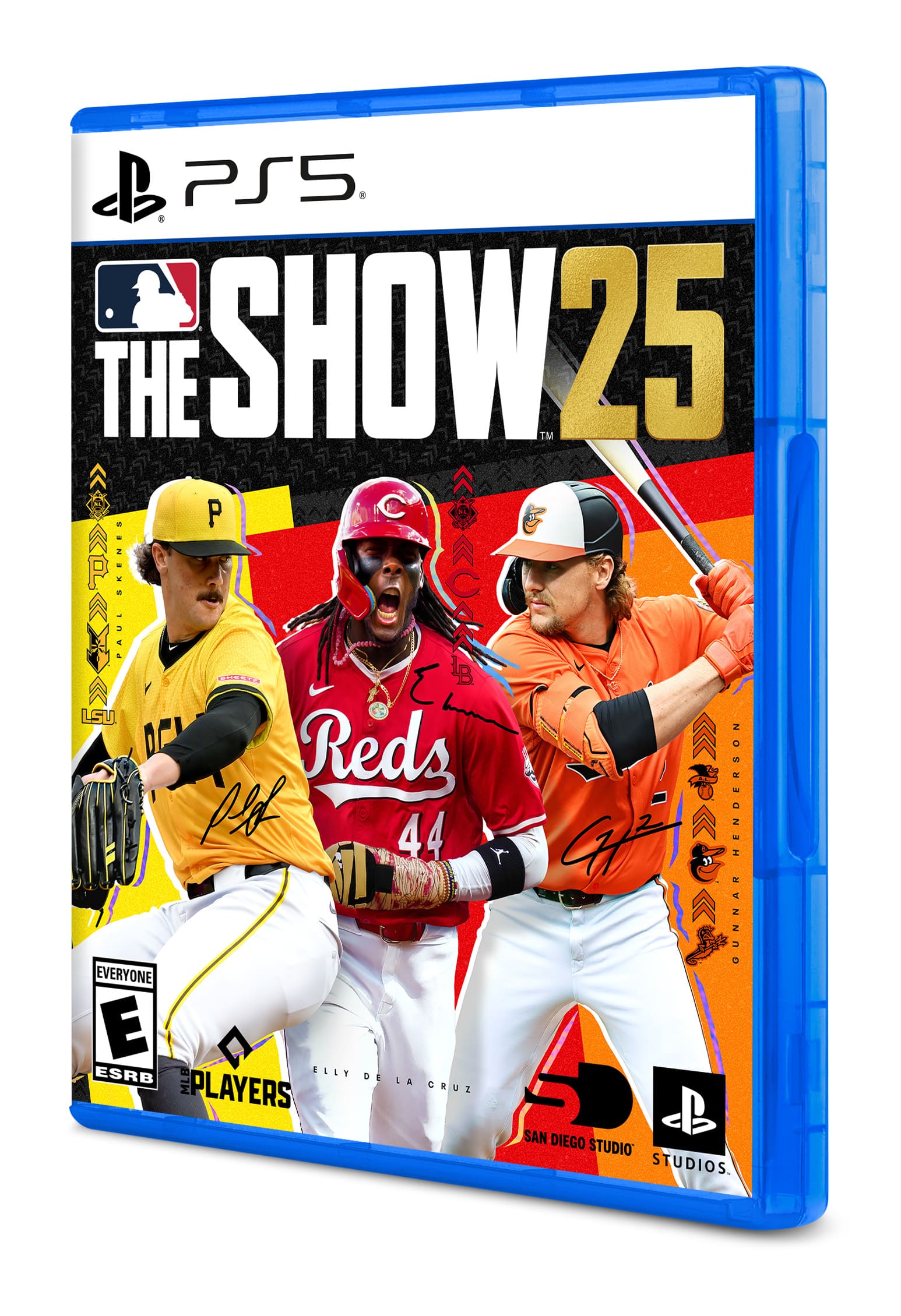 PS5. The Show 25 TM. Players: Paul DeJong (P), Yoenis Cespedes (BK), and Henderson Alvarez (44). ESRB Rating: E. Developed by San Diego Studios.
