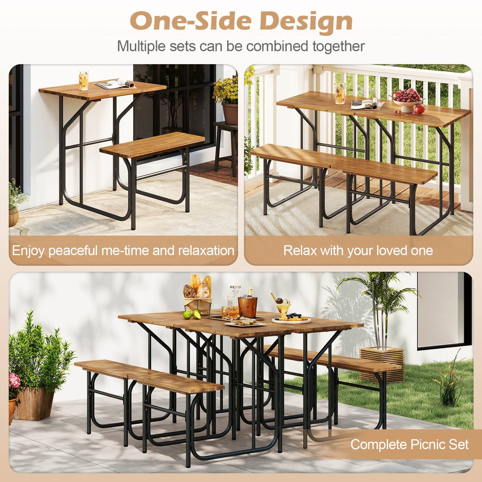 One-Side Design  
Multiple sets can be combined together  

Enjoy peaceful me-time and relaxation  

Relax with your loved one  

Complete Picnic Set
