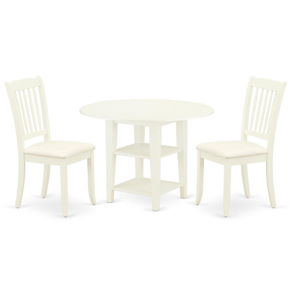Back. East West Furniture - Dining Room Set Linen White - Brown.