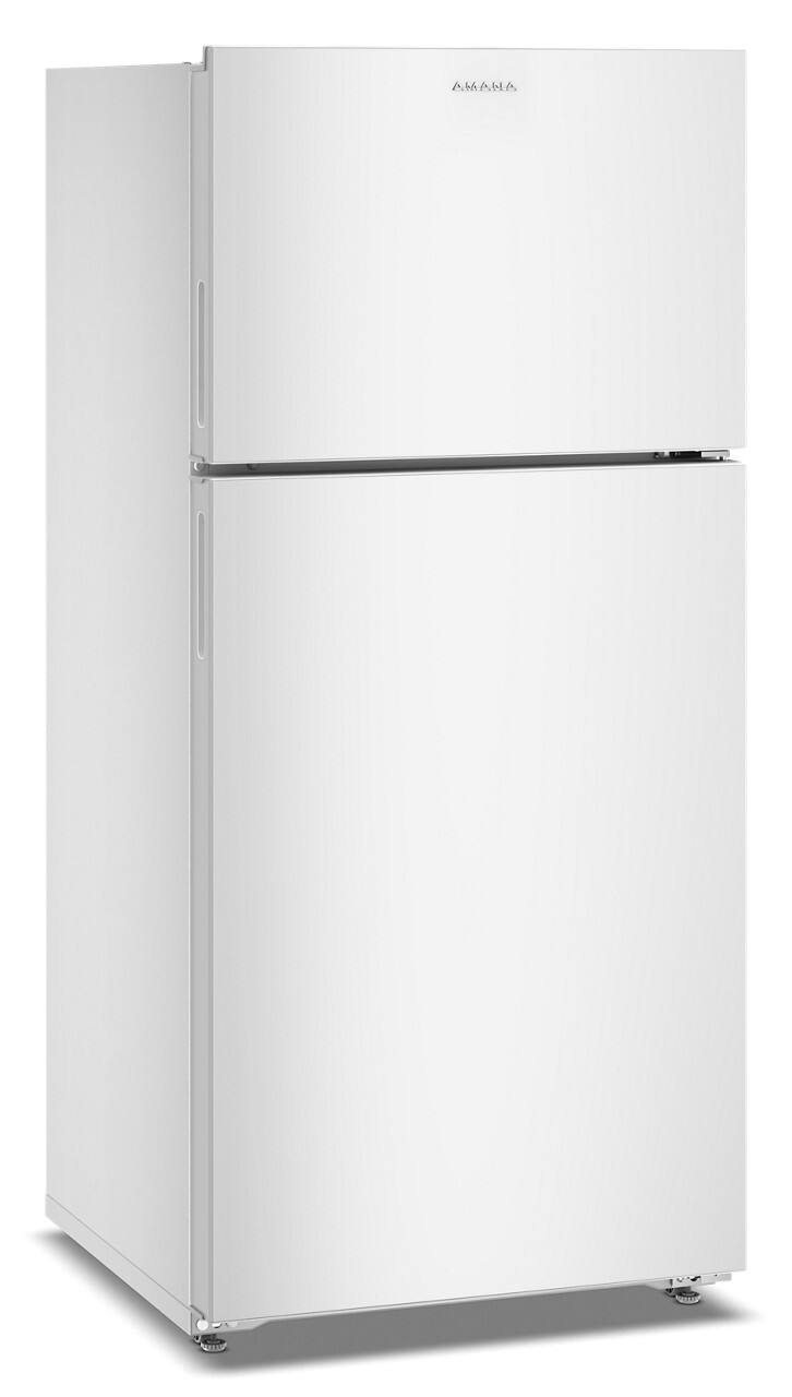 Angle. Amana - 28 in. Wide 14.3 cu. ft. Top-Freezer Refrigerator With A Large Crisper Drawer - White.