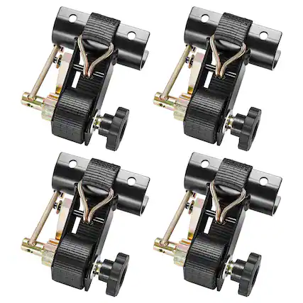 Front. VEVOR - Ladder Rack Ratchet Straps, 1.87-2 in Black Round Tube Mount, 1.5 in Wide x 7.4 ft Long Black Ladder Rack Straps - Black.