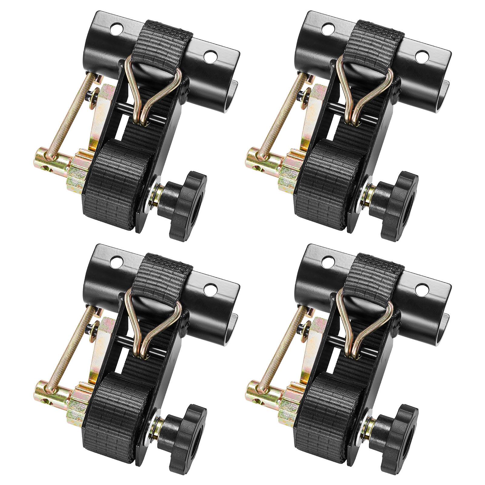 Front. VEVOR - Ladder Rack Ratchet Straps, 1.87-2 in Black Round Tube Mount, 1.5 in Wide x 7.4 ft Long Black Ladder Rack Straps - Black.