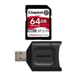 Kingston - Canvas React Plus 64GB U3 V90 SD Card with Card Reader