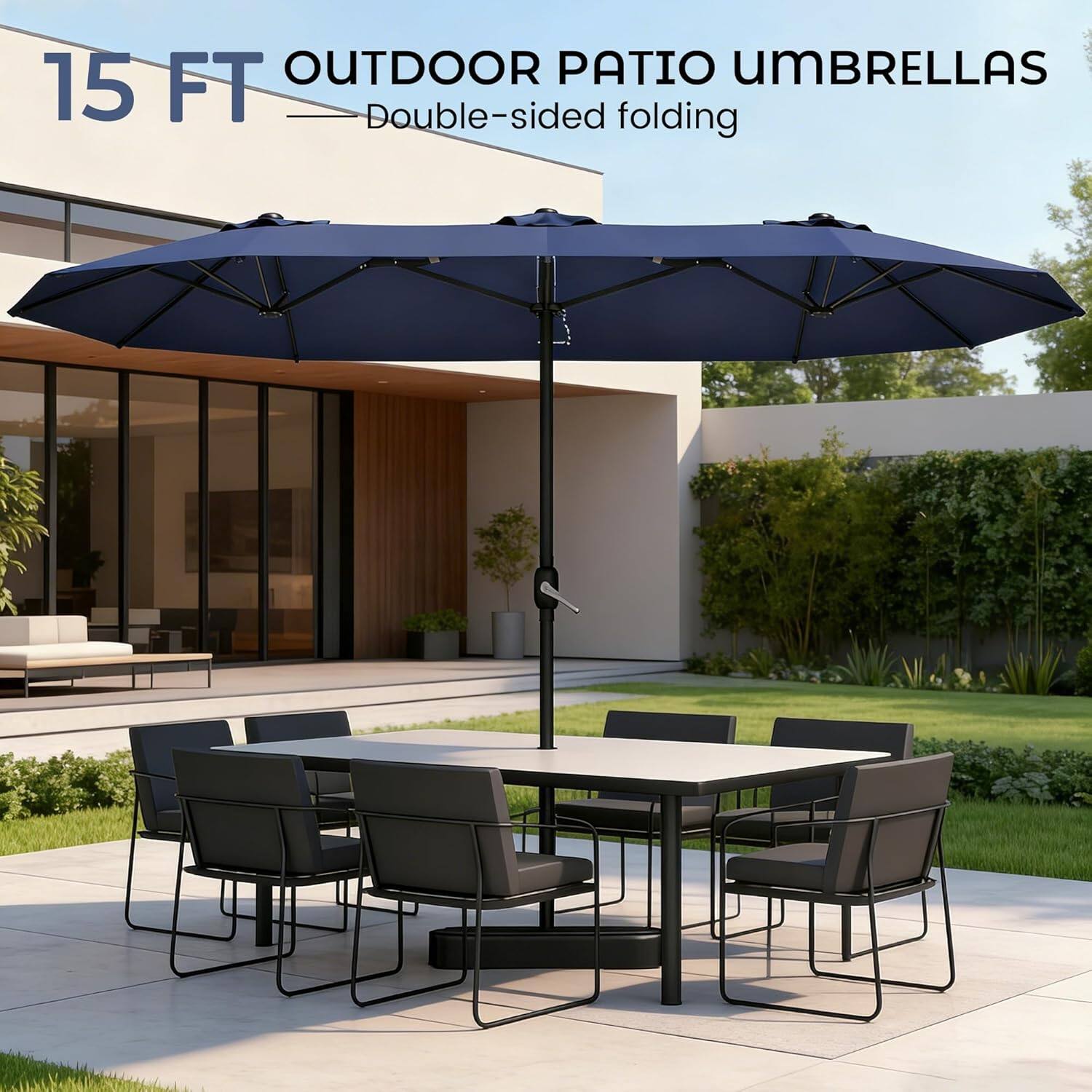 15 FT OUTDOOR PATIO UMBRELLAS  
Double-sided folding