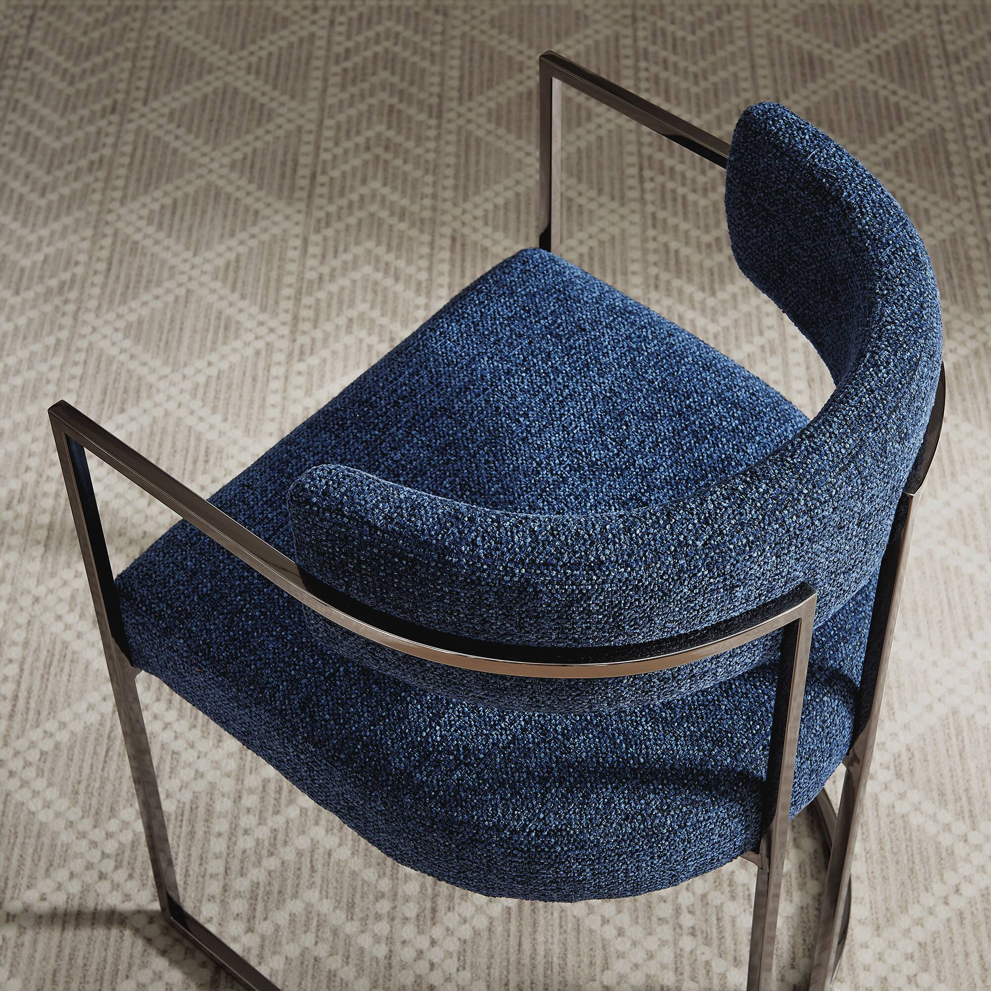 Alt View 6. Modway - Huron Curved Back Fabric and Metal Dining Accent Chair by Modway - Blue.
