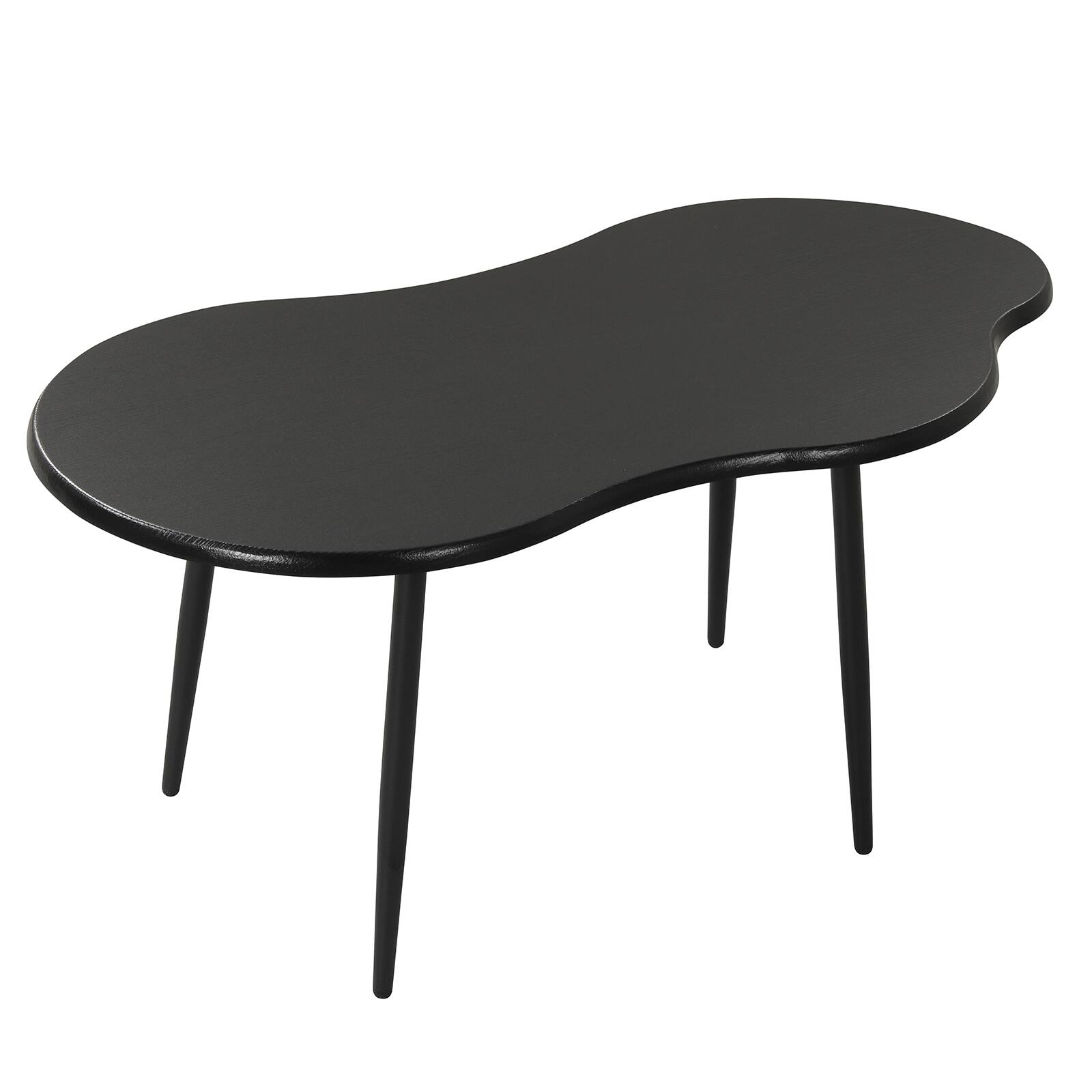 Alt View 9. Gymax - Gymax Cloud Shape Coffee TableIrregular Center Table w/ Metal FrameWooden Table Black - Black.