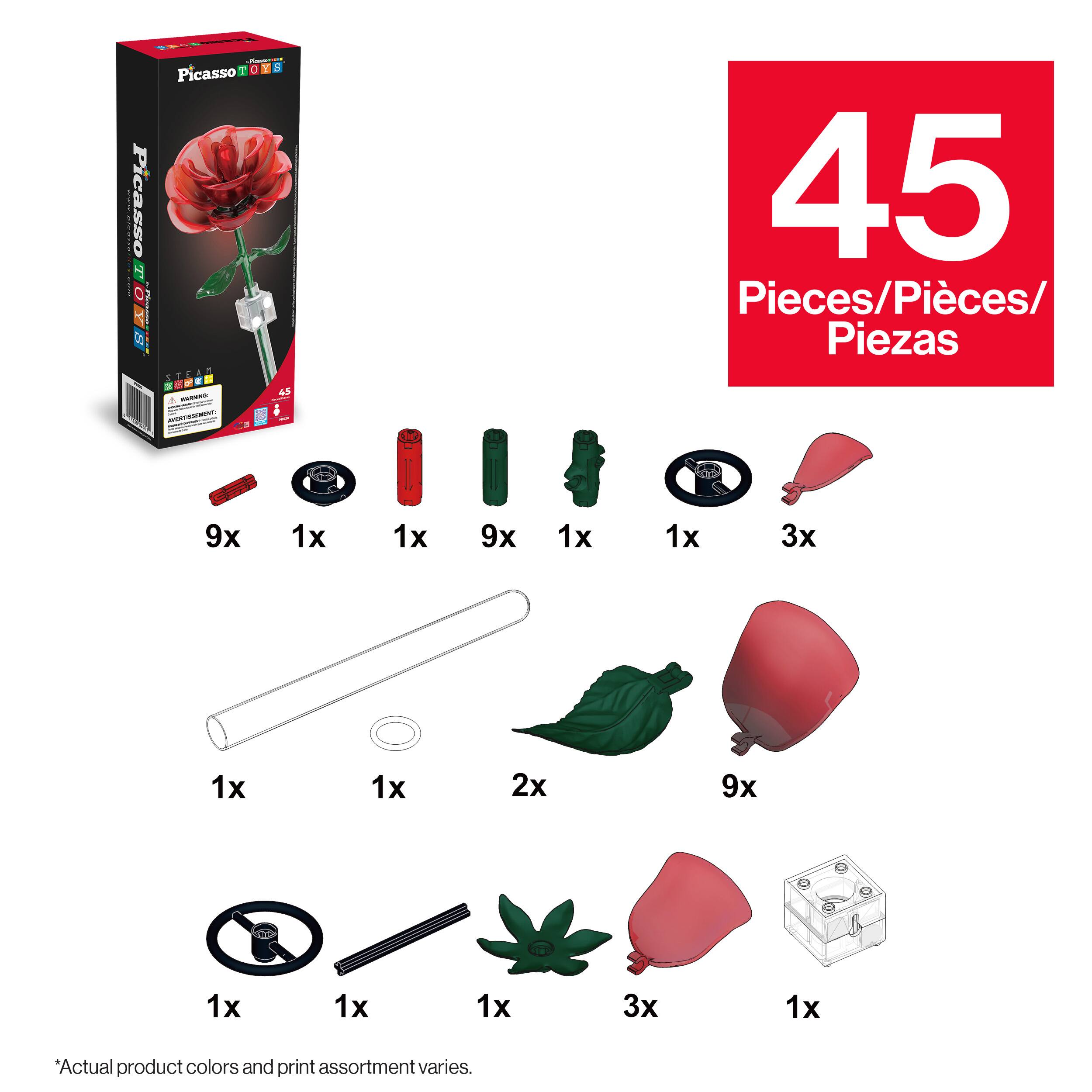 - T TOYB C Y a Picasso 1  JJK1 Picasso   : 0 i 4 1 - . 4s + - - ee 45 Pieces/Pieces/Piezas 9x 1x 1x 9x 1x 1x 3x 1x 1x 2x 9x 1x 1x 1x 3x 1x Actual product colors and print assortment varies.