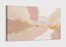 FC Design - Large Canvas 24x36" Blush Pink Gold Brushstroke Abstract Art Painting Home Wall Décor - MultiColor