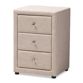 Baxton Studio - Tessa Modern and Contemporary Fabric Upholstered 3-Drawer Nightstand - Beige