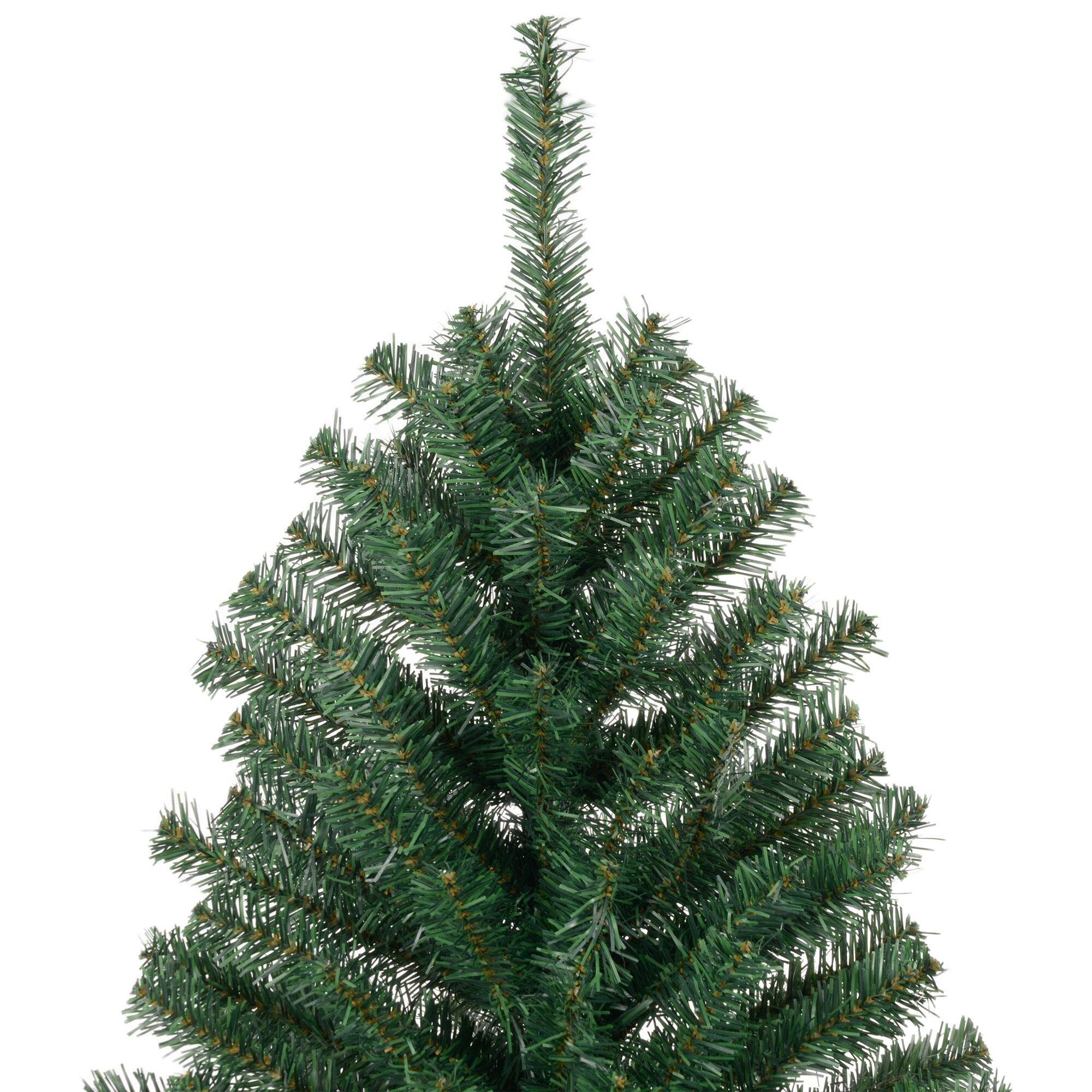 Back. BreeBe - 8 ft Tall Unlit Slim Fir Artificial Christmas Tree with Realistic Branches - Green.