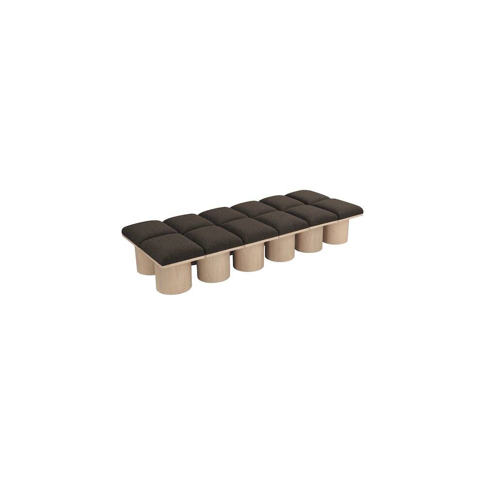 Alt View 3. Meridian Furniture - Pavilion Brown Boucle Fabric Bench - Brown.