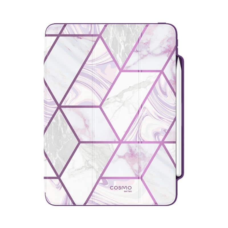 i-Blason - Cosmo Case for iPad Pro 12.9" (2021) – Kickstand, Pencil Holder, Drop Protection - Marble Purple