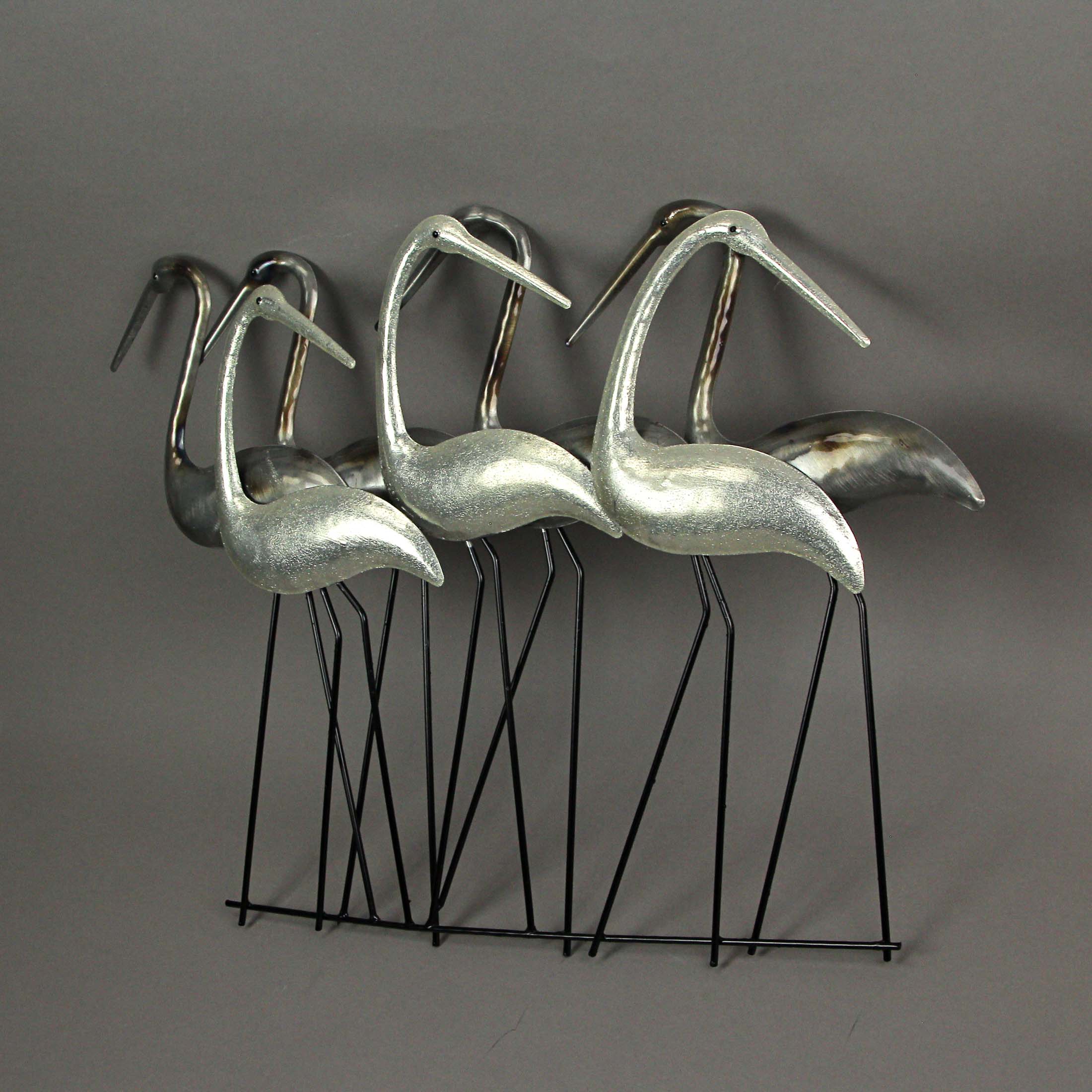 Alt View 1. J.D. Yeatts - Metal Flock Of Coastal Birds Wall Art Sculpture Hanging Ocean Beach Home Decor - Grey.