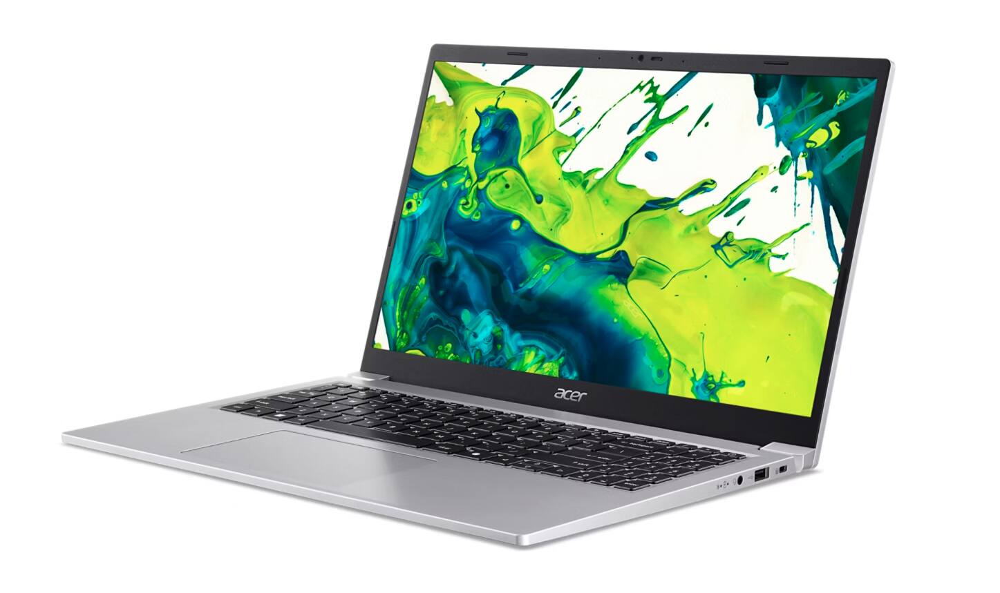 Left. Acer - Aspire Lite 15.6" Laptop FHD Intel N150 4GB 128GB SSD Intel Graphics AL15-36P-C0M7 - Silver.