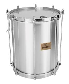 Tycoon Percussion - 10" Repinique, 2-Headed Brazilian Drum Equivalent to a Tom-Tom, Polished Aluminum Shell, Tunable Synthetic Heads