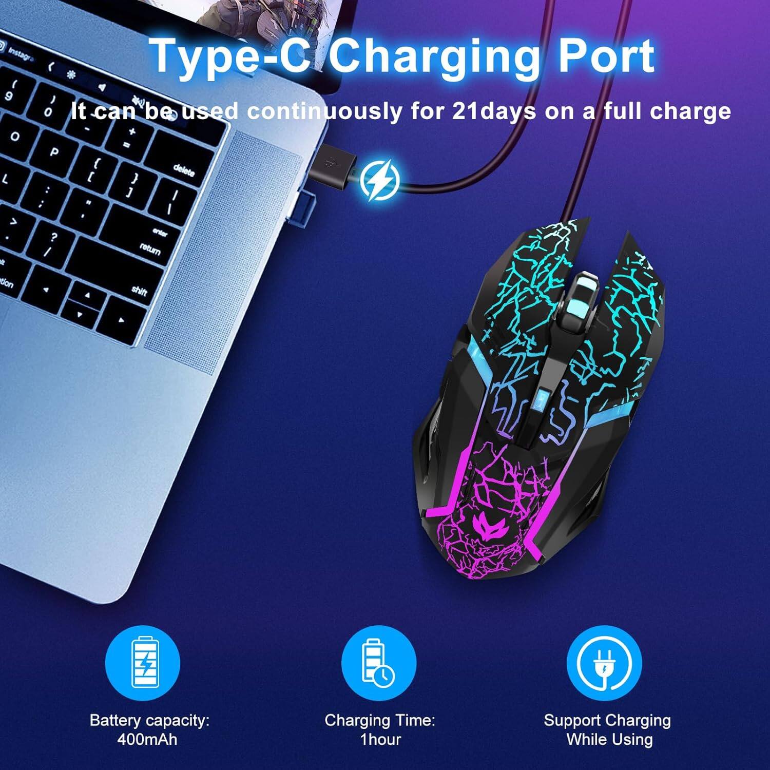 Type-C Charging Port

It can be used continuously for 21 days on a full charge

Battery capacity: 400mAh

Charging Time: 1 hour

Support Charging While Using