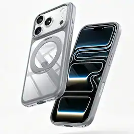 Dteck - Magnetic Clear Case for Apple iPhone 18 Pro Max,Slim Rugged Non-Slip Protective Back Cover with 360 Rotating Kickstand - Gray