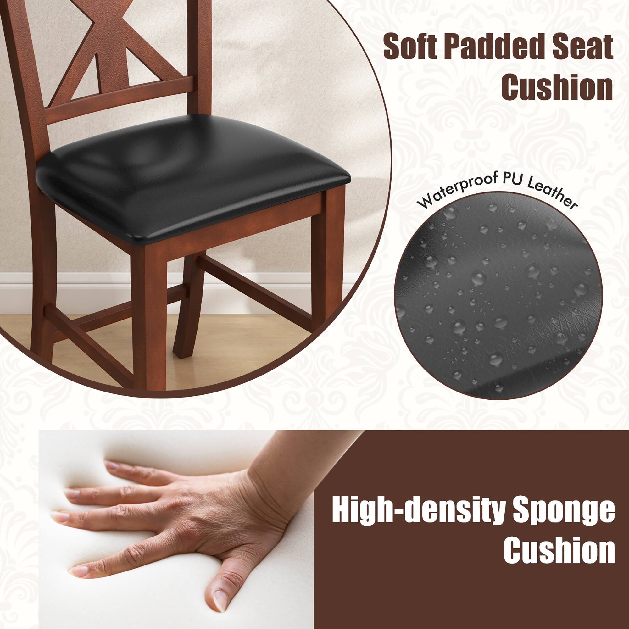 Soft Padded Seat Cushion, Waterproof PU Leather, High-density Sponge Cushion