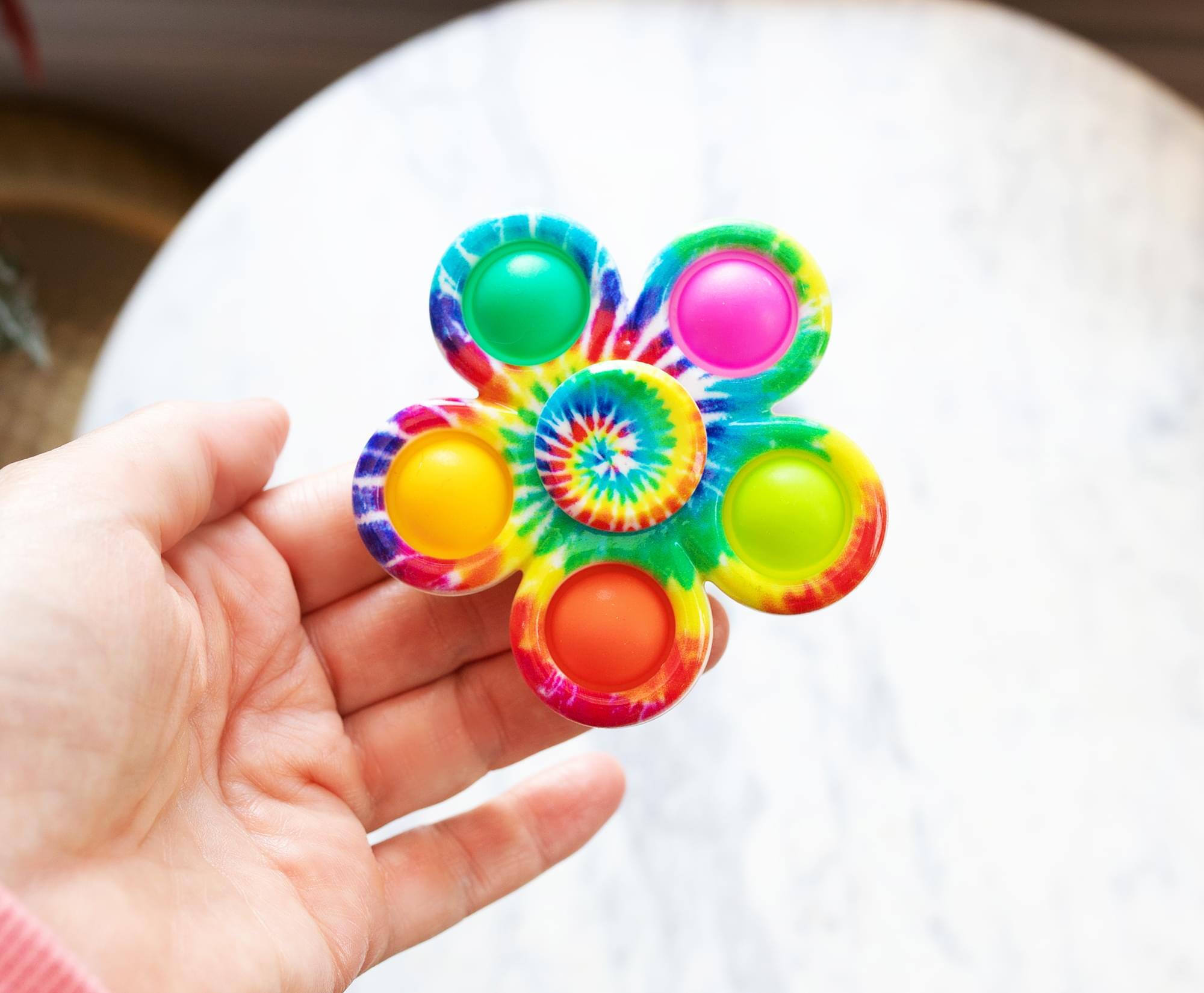 Alt View 1. Toynk - Pop Fidget Toy Spinner 5-Button Rainbow Bubble Popping Game - Rainbow.